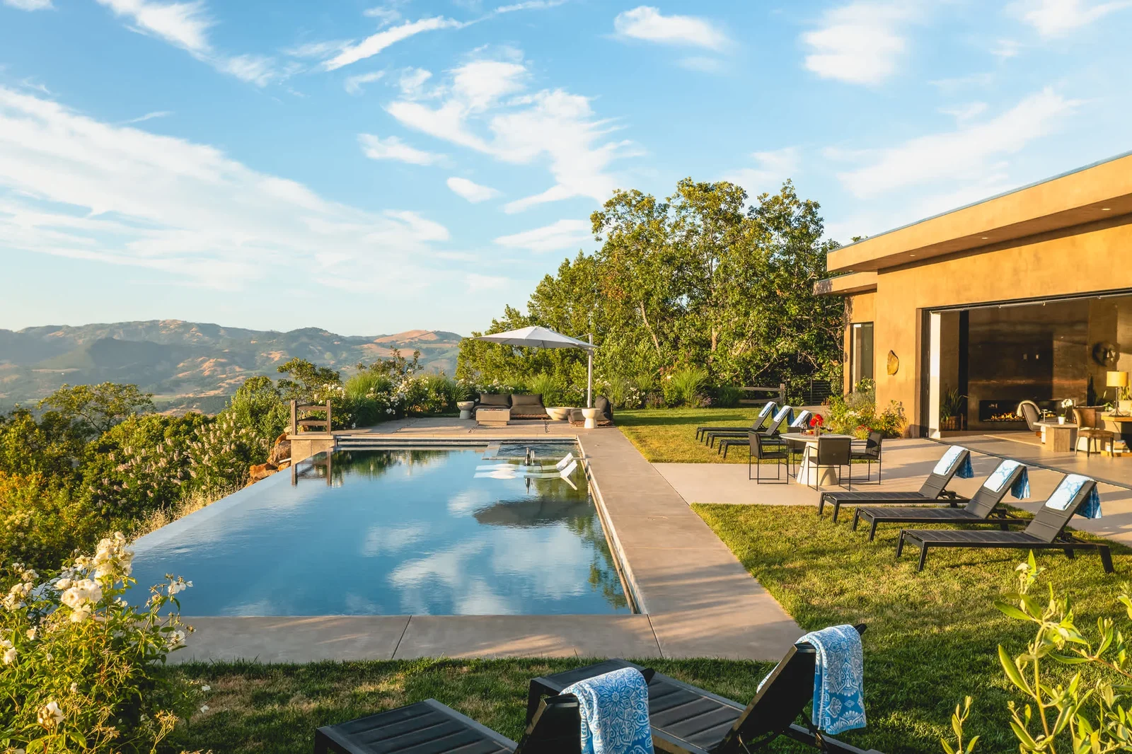 Sonoma Estate swimming pool overlooking the surrounding landscape.